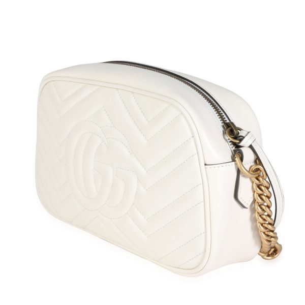 116199 ad2 Gucci White Matelass√© Leather Small GG Marmont Shoulder Bag