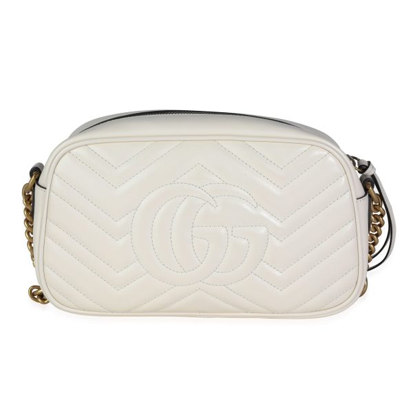 116199 pv Gucci White Matelass√© Leather Small GG Marmont Shoulder Bag