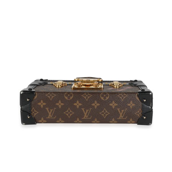 116203 stamp Louis Vuitton Monogram Canvas Black Calfskin Petite Malle