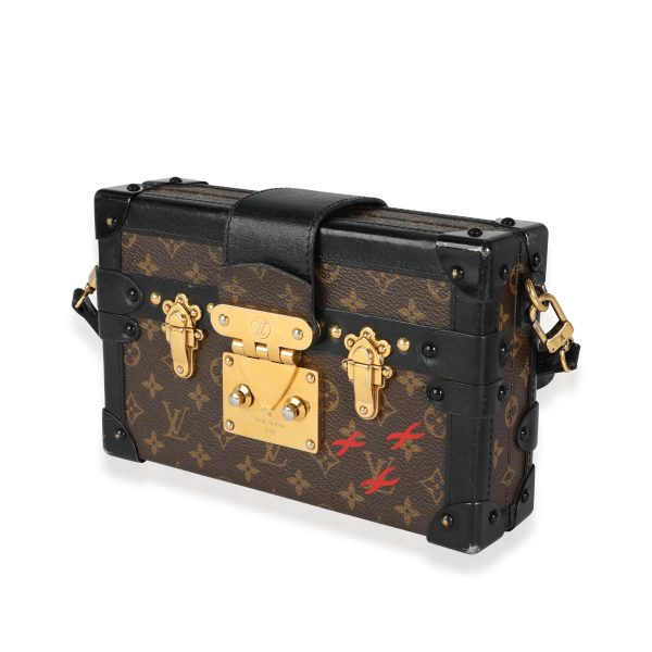 116203 sv Louis Vuitton Monogram Canvas Black Calfskin Petite Malle