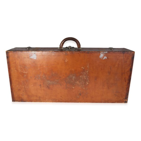 116212 fv Louis Vuitton Vintage Brown Leather Wood Trunk