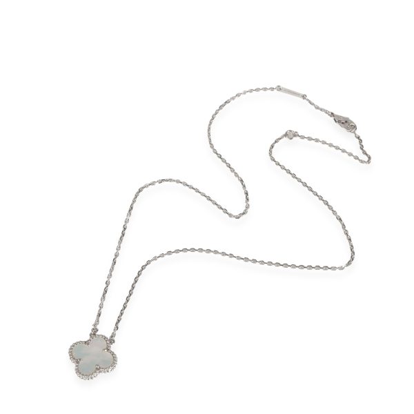 116219 pv Van Cleef Arpels Alhambra Mother Of Pearl Pendant in 18k White Gold