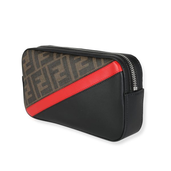 116242 sv afc65961 9203 40f5 b615 7016a74e363e Fendi FF Logo Coated Canvas Red Black Calfskin Micro Camera Bag