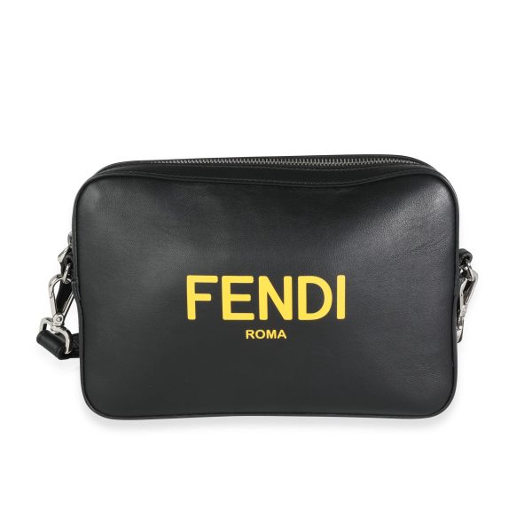 116243 fv 3e1a5a78 71a1 4fa3 b17c 9925241d052e Fendi Black Calfskin Sunflower Logo Mini Camera Bag