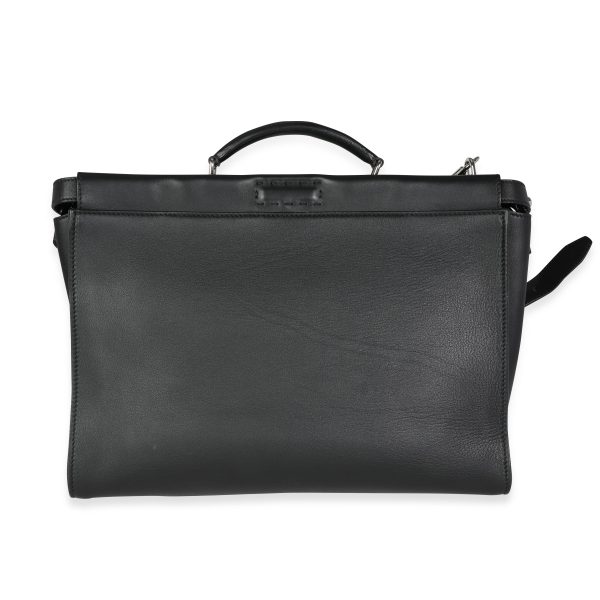 116248 fv 5fc7adfd 56c5 495a 91b8 87463989717d Fendi Black Leather Peekaboo Monster Large Briefcase Bag