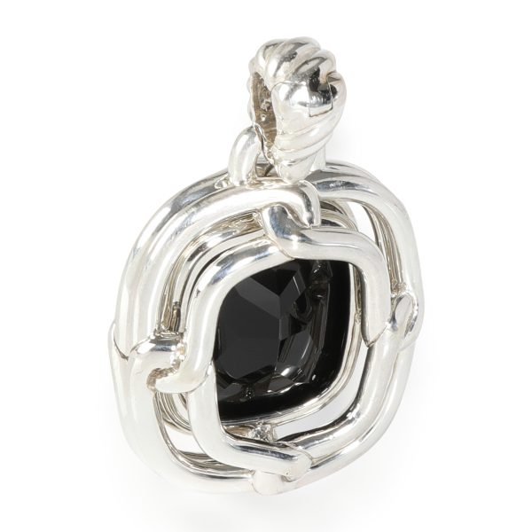 116258 bv David Yurman Labyrinth Onyx Diamond Enhancer Pendant in Sterling Silver 041 CTW