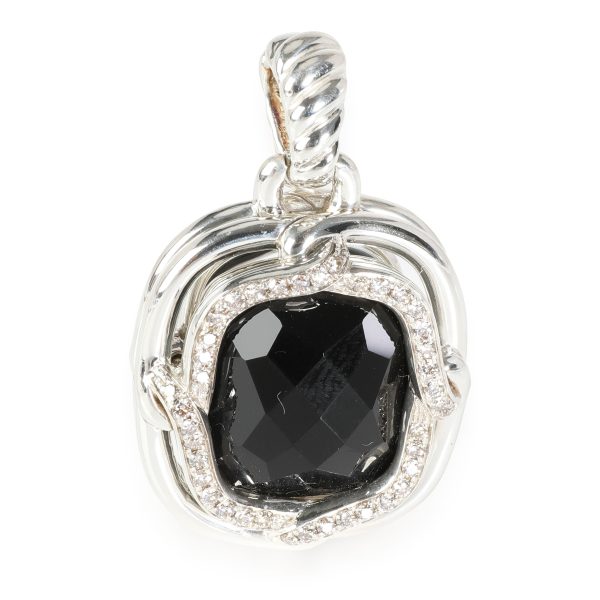 116258 fv David Yurman Labyrinth Onyx Diamond Enhancer Pendant in Sterling Silver 041 CTW