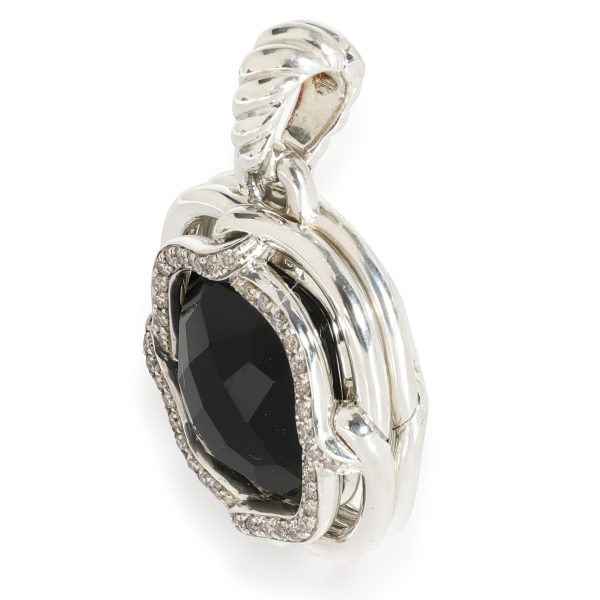 116258 sv David Yurman Labyrinth Onyx Diamond Enhancer Pendant in Sterling Silver 041 CTW