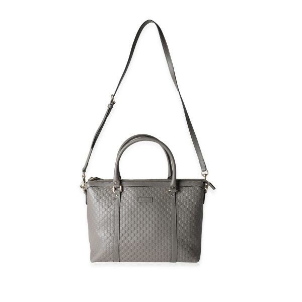 116350 bv d37e4853 a80f 4641 9949 ec2849e6ce3d Gucci Gray Leather Microguccissima GG Convertible Satchel