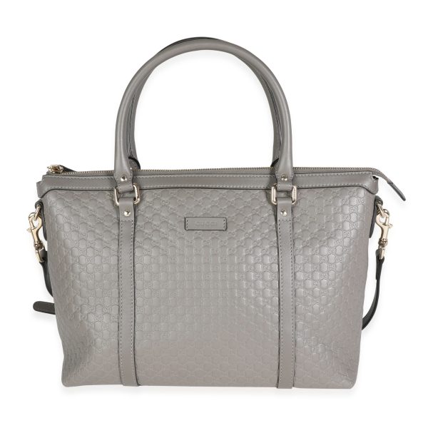 116350 fv 5995157e b053 4a13 94b6 6239871e534a Gucci Gray Leather Microguccissima GG Convertible Satchel