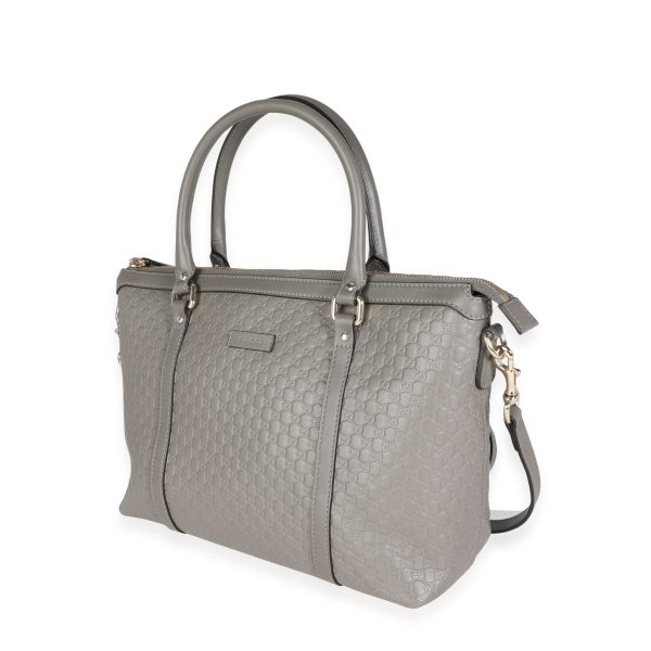 116350 sv 7a337202 0025 469e a586 e61fc7544ae6 Gucci Gray Leather Microguccissima GG Convertible Satchel