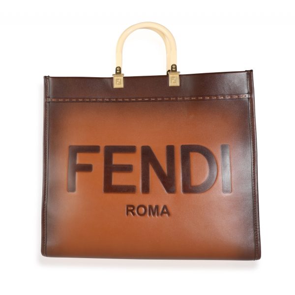 116354 fv Fendi Natural Brown Large Sunshine Shopper Tote