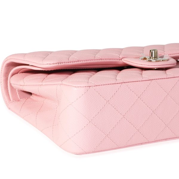 116374 clasp Chanel Pink Quilted Caviar Classic Medium Double Flap