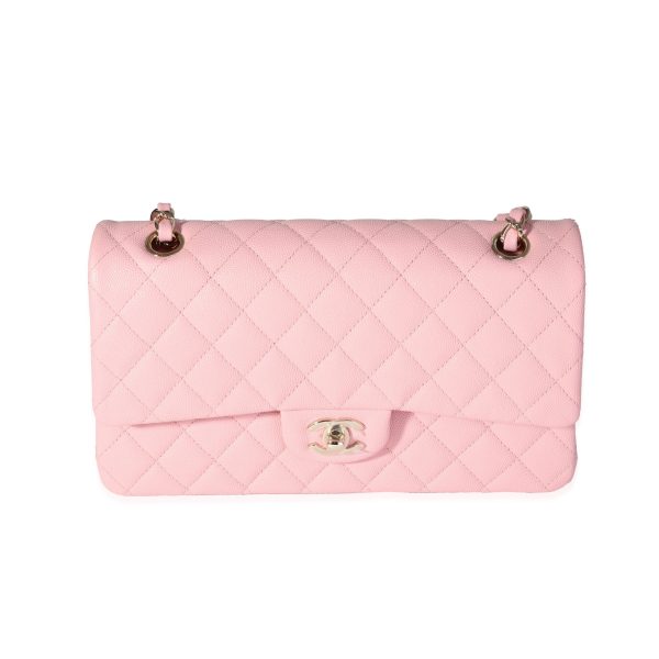 116374 fv Chanel Pink Quilted Caviar Classic Medium Double Flap