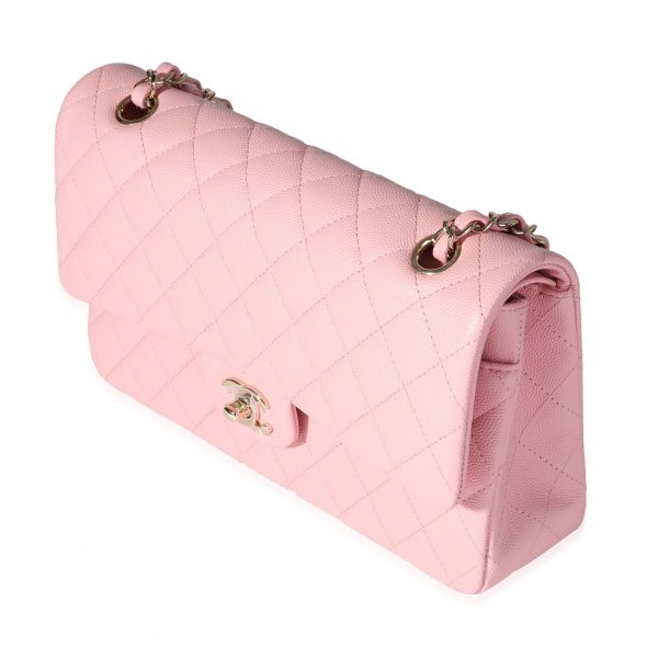 116374 sv Chanel Pink Quilted Caviar Classic Medium Double Flap