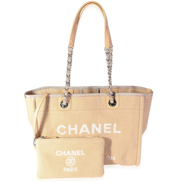 116378 ad1 Chanel Beige Canvas Small Deauville Tote