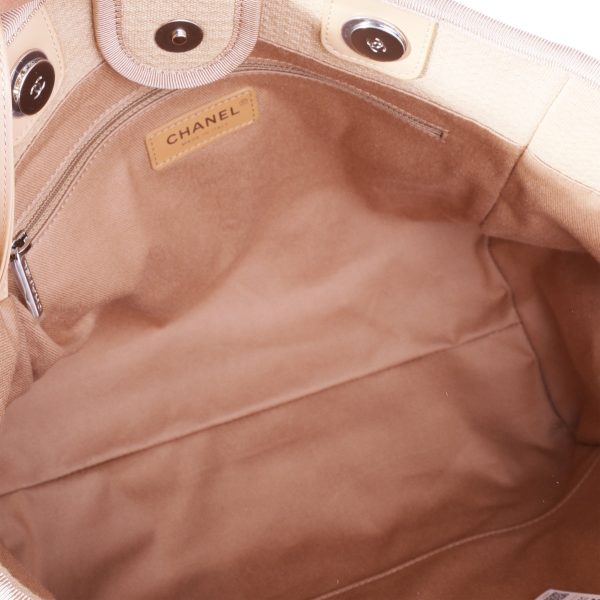 116378 bv Chanel Beige Canvas Small Deauville Tote