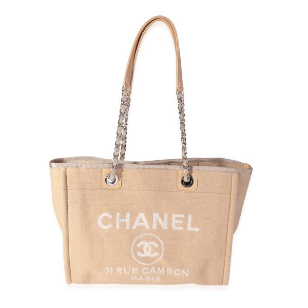 116378 fv Chanel Beige Canvas Small Deauville Tote