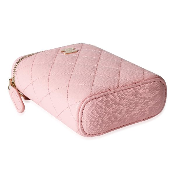 116382 clasp Chanel Sakura Pink Caviar Vertical Vanity Bag With Chain