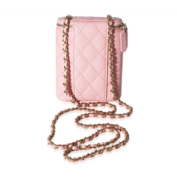 116382 pv Chanel Sakura Pink Caviar Vertical Vanity Bag With Chain