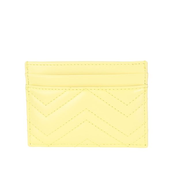 116389 pv 6163dafa 301d 42a8 922a 12fe53359edf Gucci Pastel Yellow Chevron Leather Marmont Card Case