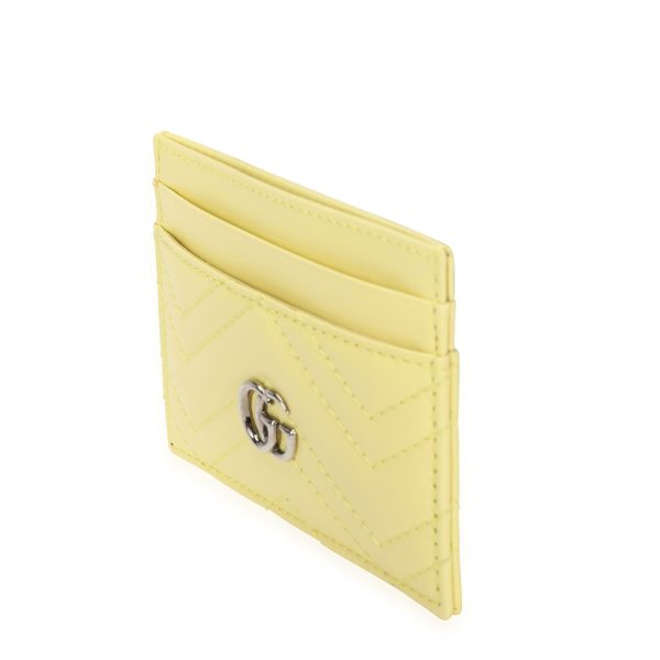 116389 sv b570a0f7 2494 457f b37a 9220b8660d9e Gucci Pastel Yellow Chevron Leather Marmont Card Case