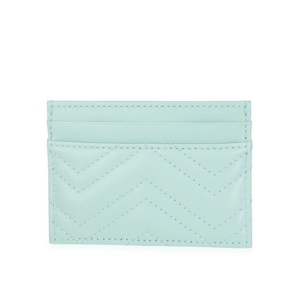 116390 pv Gucci Mint Green Chevron Leather Marmont Card Case