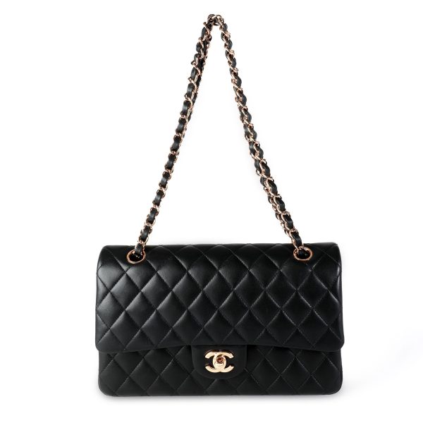 116401 bv a4d3a1fa 986a 4e49 b312 e2454133528d Chanel Black Quilted Lambskin Medium Classic Double Flap Bag RGHW