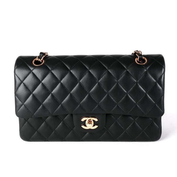 116401 fv 3a286b55 7b59 4ec3 8e5d fd60529e3cc6 Chanel Black Quilted Lambskin Medium Classic Double Flap Bag RGHW