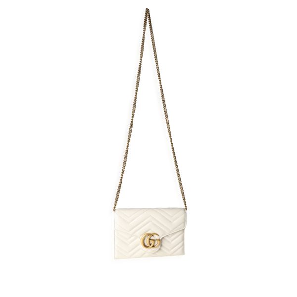 116405 bv Gucci White Matelassé Chevron Leather GG Marmont Mini Bag