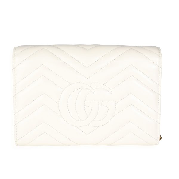 116405 pv Gucci White Matelassé Chevron Leather GG Marmont Mini Bag