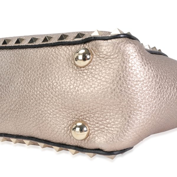 116462 clasp Valentino Metallic Gold Pebbled Calfskin Mini Rockstud Tote