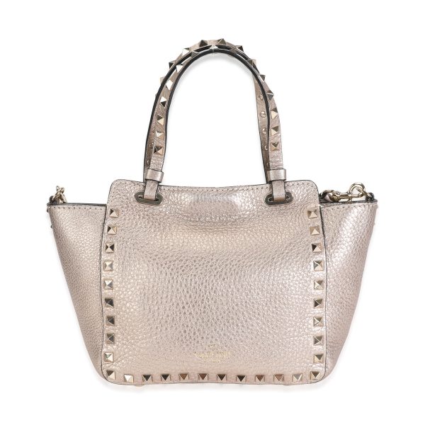 116462 pv Valentino Metallic Gold Pebbled Calfskin Mini Rockstud Tote