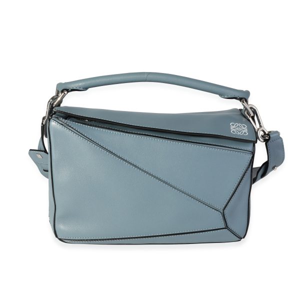 116489 fv 2b33cdd1 9bda 4a18 b66f 3167e22f7f01 Loewe Stone Blue Calfskin Small Puzzle Bag