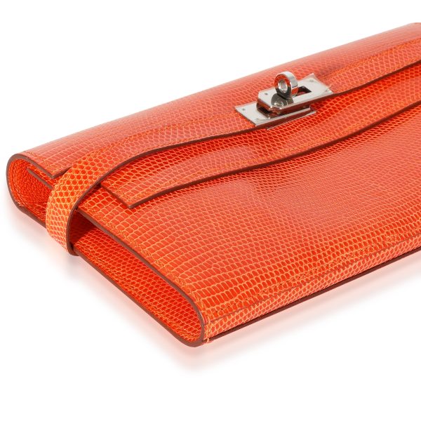 116563 box d9a198f7 b2a8 4def aa25 f66deb6a7670 Hermès Orange Shiny Lizard Classic Kelly Wallet PHW