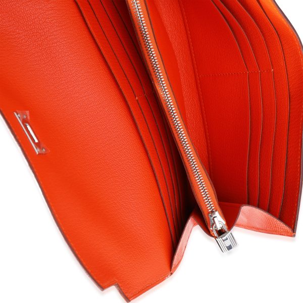 116563 bv 89dfd971 8f61 4ab3 9cc0 302f5cb40b1c Hermès Orange Shiny Lizard Classic Kelly Wallet PHW