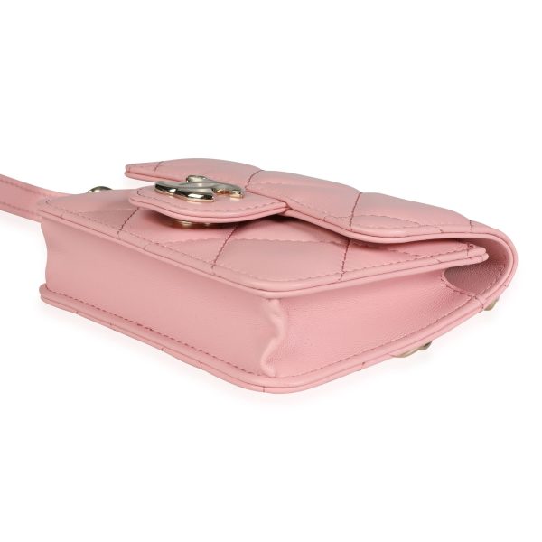 116593 clasp b5873247 fae2 4e60 bca2 bf6abc220d1e Chanel Pink Quilted Lambskin Elegant Chain Mini Belt Bag