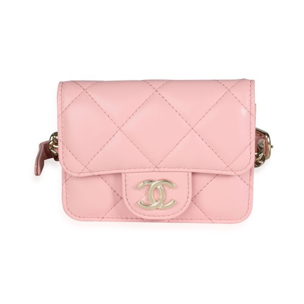 116593 fv 5650eb5f 133a 4c45 b54c 678ae486333f Chanel Pink Quilted Lambskin Elegant Chain Mini Belt Bag