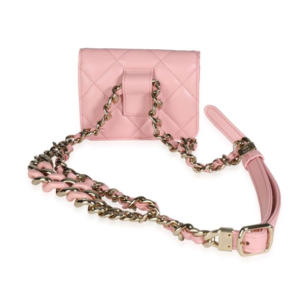 116593 pv 3bed6d1e a1f6 405c 9db4 72e4e7f0e195 Chanel Pink Quilted Lambskin Elegant Chain Mini Belt Bag