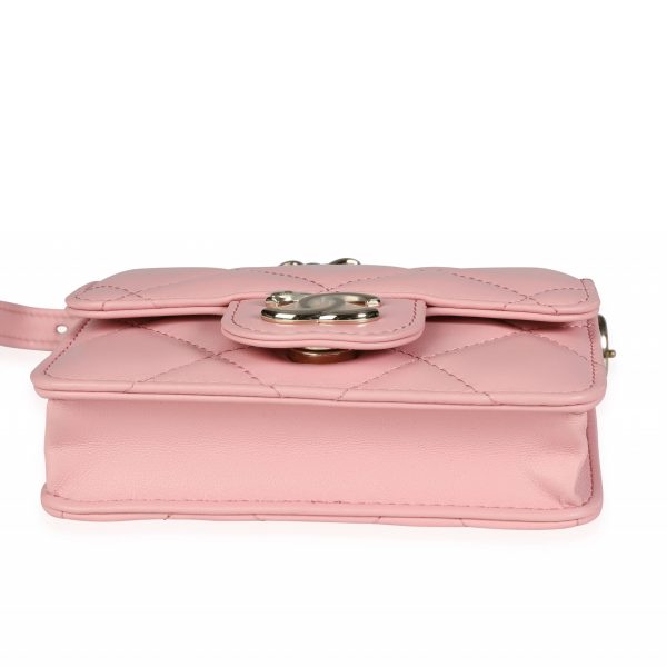 116593 stamp 8d2b3b8a 8f87 4385 be70 140b03fc1d63 Chanel Pink Quilted Lambskin Elegant Chain Mini Belt Bag