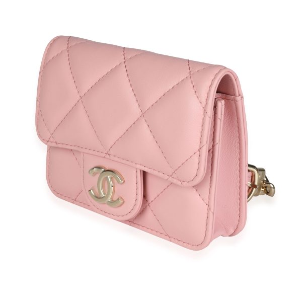 116593 sv dd663aa4 66a3 497a a678 a0d02a732631 Chanel Pink Quilted Lambskin Elegant Chain Mini Belt Bag