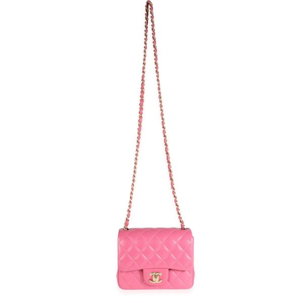 116595 bv Chanel Pink Quilted Lambskin Square Mini Classic Flap Bag