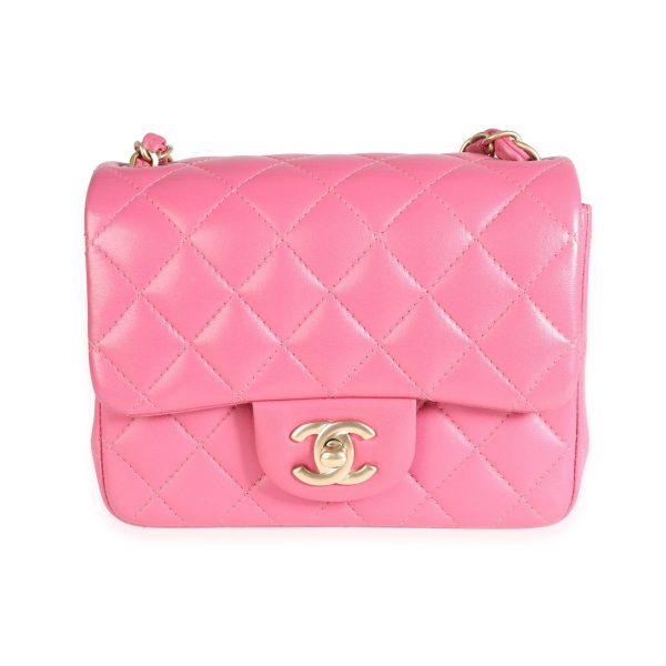 116595 fv Chanel Pink Quilted Lambskin Square Mini Classic Flap Bag