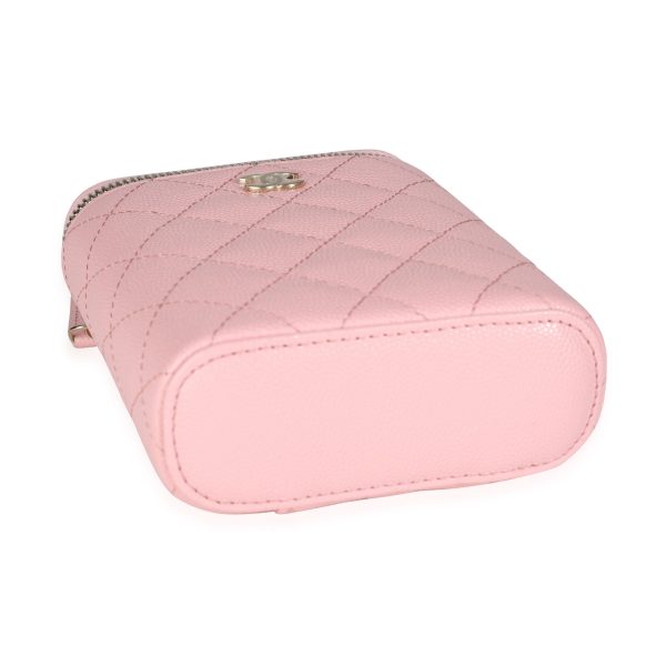 116596 box Chanel Pink Quilted Caviar Small Vertical Vanity Case