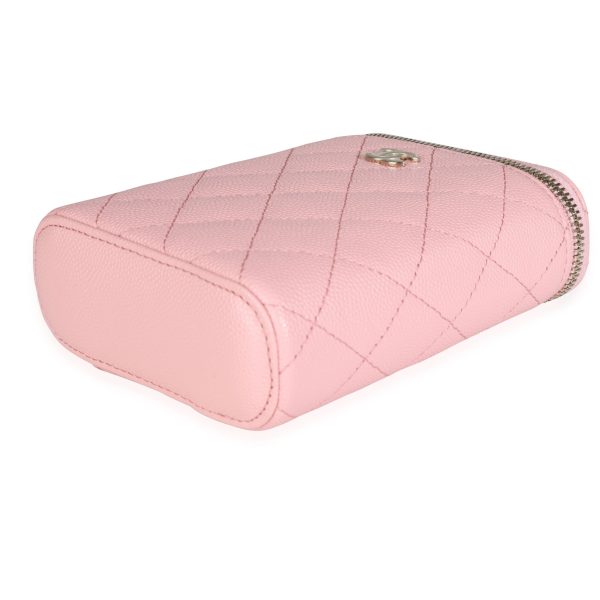 116596 clasp Chanel Pink Quilted Caviar Small Vertical Vanity Case