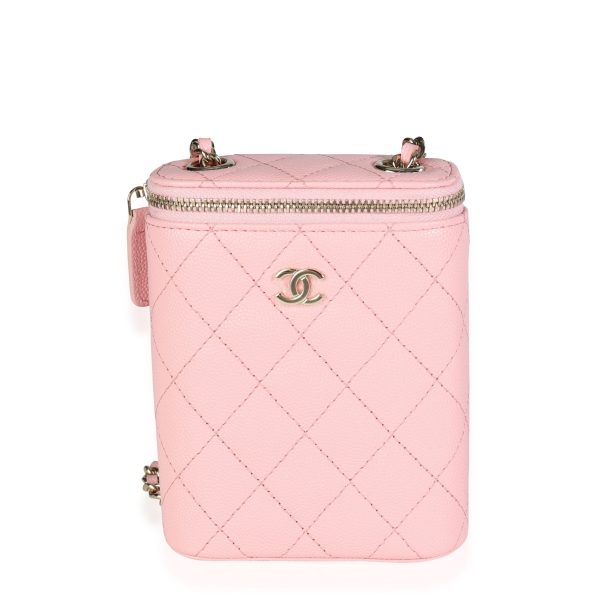 116596 fv Chanel Pink Quilted Caviar Small Vertical Vanity Case