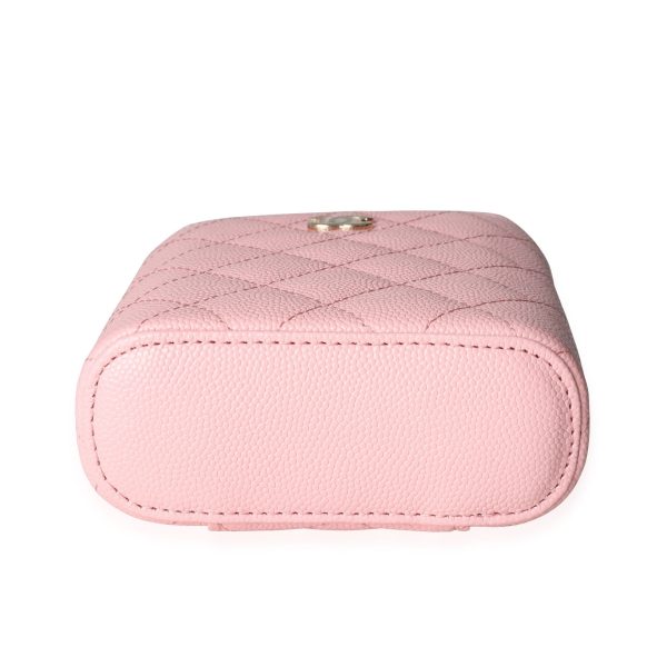 116596 stamp Chanel Pink Quilted Caviar Small Vertical Vanity Case