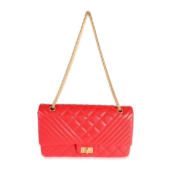116640 bv 77585308 1044 4d4b 876f a9edcd5ef63e Chanel Red Quilted Caviar Reissue 255 227 Double Flap Bag
