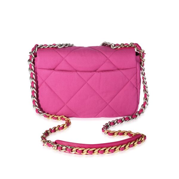 116642 pv Chanel Fuchsia Quilted Cotton Medium Chanel 19 Flap Bag