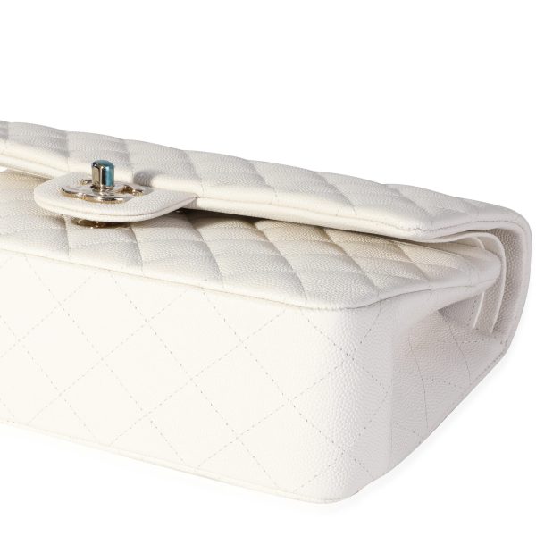 116650 box 1d2675dd 4878 4711 b445 be6b1c645395 Chanel White Quilted Caviar Medium Classic Double Flap Bag